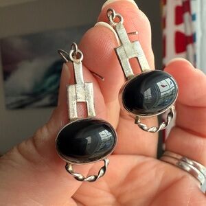 Elegant Silver and Black Earrings